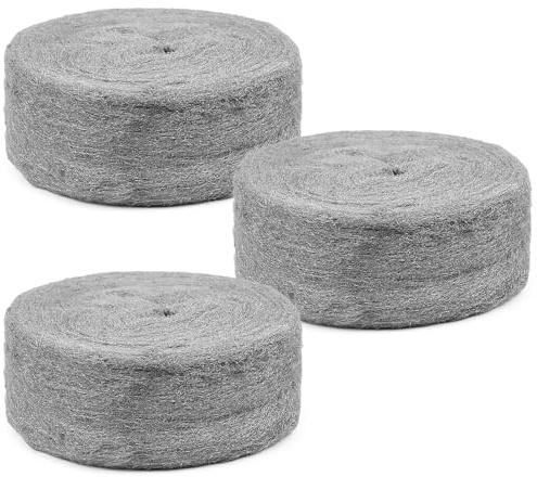 Lot de 3 rouleaux de laine d'acier contre les souris, 000# laine d'acier 70 mm x 10,5 m, pour trous et fissures murales, maison, garage