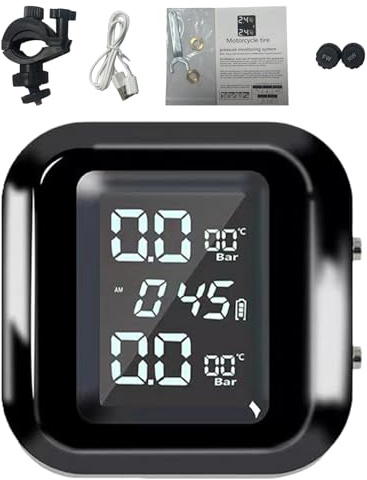 Monitoraggio della pressione dei pneumatici per motocicletta, controllo della pressione dei pneumatici per , sensore intelligente, schermo LCD, dati in reale, ricarica magnetica, allarme