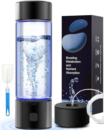Hydrogen Water Generator Bottles, Portable Hydrogenated Water Bottle with SPE PEM Technology, 460ml Hydrogen Water Bottle Generator, Rechargeable Ionizer Machine for Home, Office, and Travel