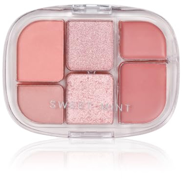 Paleta de Sombra de Ojos de Color, 6 Colores Paleta de Sombras de Ojos, Brillante y Glitter para un Look Soft Glam, Maquillaje Natural para Todos los Días, Ultra Pigmentadas Nude y Rosa (02)