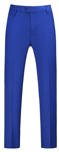 DENGJIAMY Pantalon de Costume pour Homme - Pantalon Classique de Mariage - Devant Plat - Pantalon élégant - Grande Taille - Formel - Coupe Slim - Pantalon habillé pour Homme, Bleu, XL