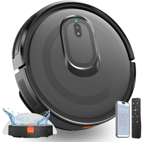 Ockwred Aspirador Robot Lavador 2 en 1, Succión Potente de 4200 Pa, Robot Aspirador Autonomía Delgada Silenciosa, Limpieza Multi-Surfaces, Evita Obstáculos, Conectado con Alexa/App