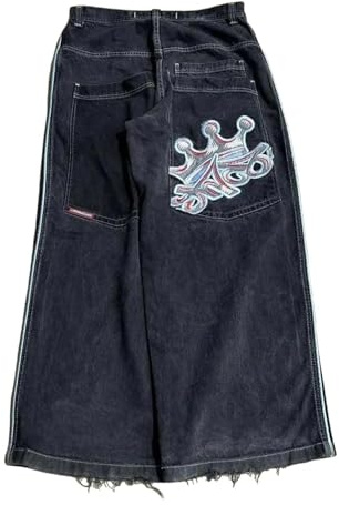 Vaqueros Unisex Y2K Estilo Hip-Hop, Ropa de Calle gótica, Vaqueros Bordados con Estampado Rasgado y Holgado de Cintura Alta 2025(Color10,XXL)