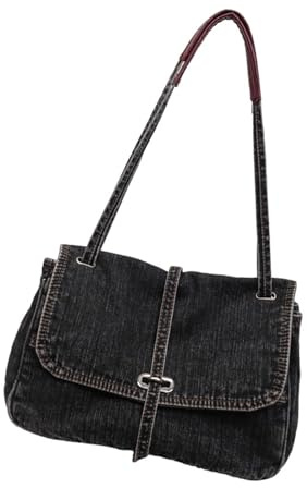 JSGHGDF Sac à main tendance 2025 en jean multi-usage avec double sangle confortable, Noir