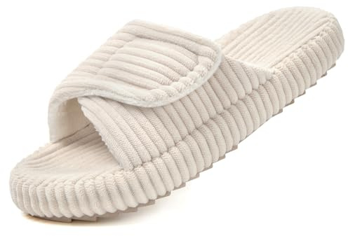 Coswind Pantofole Donna Memory Foam Ciabatte Confortevole Scarpe da Casa con Strappo Morbida Nuvola Antiscivolo Slippers Beige 39-40