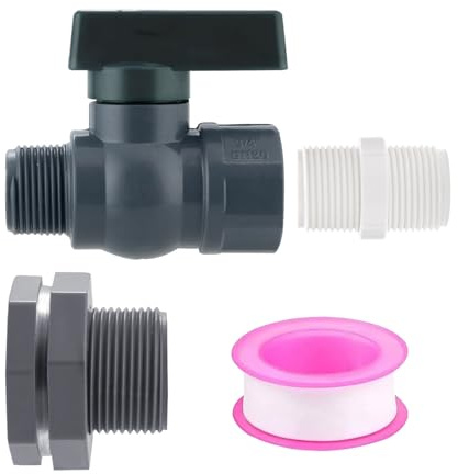 Buxuaaaa Set di raccordi professionali multiuso in PVC per installazione di barili di pioggia, include accessori per nastro sigillante filettato, raccordi per raccolta dell'acqua piovana