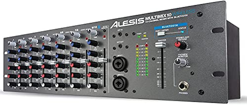 Alesis MultiMix 10 Wireless - 10 Kanal Rackmixer mit Bluetooth Phantomspannung und 2 Band EQ
