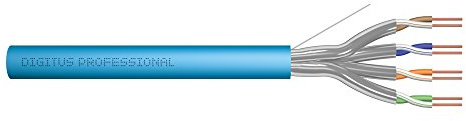 DIGITUS 100 m de Cable de red Cat 6A, U-FTP (PiMF) Simplex, BauPVO Eca, LSZH Libre de Halógenos, 500 MHz Copper AWG 23/1, Compatible con PoE+, Cable LAN Cable Ethernet, Azul