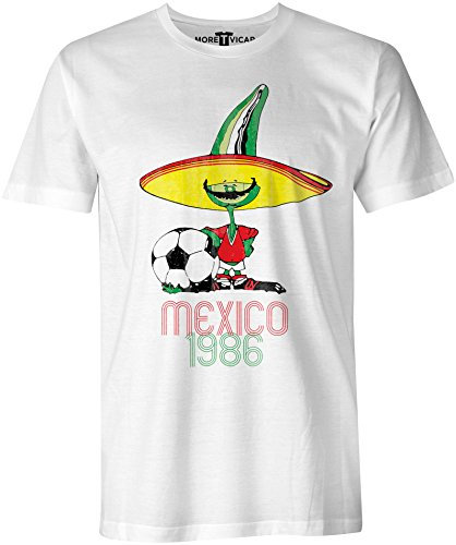 Retro Pique Mexico 86 - Distressed Print Herren Football World Cup T Shirt