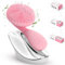 RONUX 2 in 1 Silicone Facial Cleansing Brush, Deep Cleanser Skincare Tools, Electric Waterproof Massager & Exfoliator, Blackhead & Pore Cleaner, Body & Face Scrub Gift for Women Men (Pink)