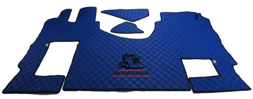 KRAM-TRUCK LKW FUßMATTEN | KOMPATIBEL MIT Mercedes ACTROS MP4 MP5 | Auto | Teppich | Accessoires | FUSSMATTEN | PNEUMATISCHER BEIFAHRERSITZ BLAU