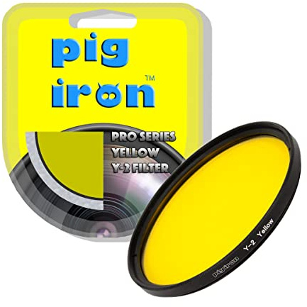 Pig Iron Filtro giallo Y2 Pro. Booster a contrasto per fotografia in bianco e nero. Filtro obiettivo fotocamera effetti speciali (82 mm)
