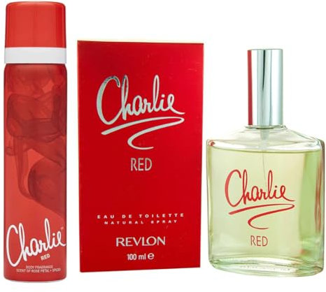 Charlie Red 2-Pack Body Spray 75ml and Eau De Toilette Women's Perfume 100ml. Body Sprays and Perfume for Women. Perfume and Body Spray Set for Women on the Go.
