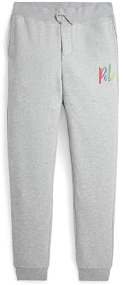 POLO RALPH LAUREN Kids Boys Logo Fleece Jogger Pants (Big Kid) Andover Heather XL (18-20 Big Kid)