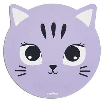 Back2Fun - Tapis de souris, Antidérapant, Accessoire de bureau taille 216 x 200 mm, Matériau polyester pour un glissement fluide, Base en caoutchouc pour une prise ferme, Design chat