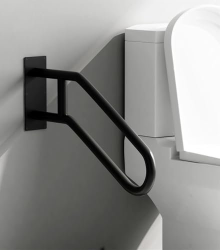 Black Hand Railings for Stairs Outdoor, U-Shaped Stair Railings for Outside Steps, Hand Railing for Stairs Indoor, Grab Bars for Wall, Porch Railing for Kids, Elderly, Pregnant Women, Disabled(1 Pack)