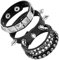 PEOVLVN 3 Stück Nieten Armband Punk Rock Armband Leder Armband Nietenarmband Herren Damen Armband Emo Accessoires Gothic Breites Armband mit Verschluss Biker Armband für Party/Konzert/Cosplay-B