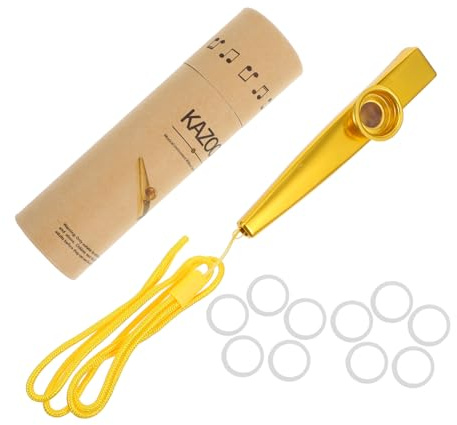 VICASKY Set di Kazoo in Lega di Alluminio Oro con Membrane in Nailon, Strumento Musicale Compatto e Leggero per Adulti e Ragazzo Ragazza, per Performance Musicali