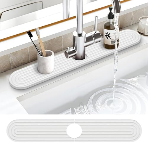 Escurreplatos Diatomita, Alfombra Diatomita Cocina, Piedra Diatomita Cocina, Alfombrilla Antisalpicaduras, Alfombrilla Absorbente, Para Cocina Y Baño, Blanco, 45 X 10 cm