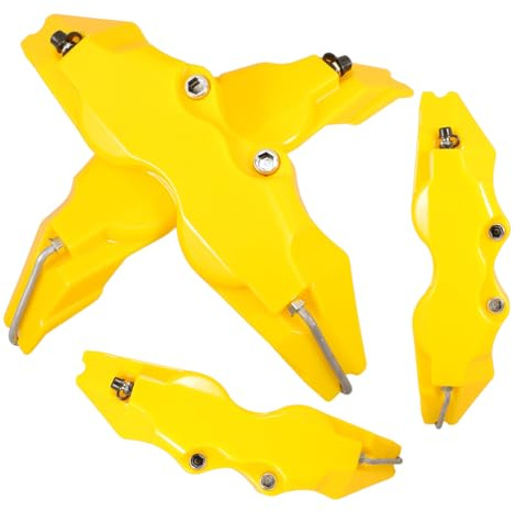 IMIKEYA 2 Juegos Cubiertas de Pinzas Freno Coche Amarillas Delanteras y Traseras Protección Completa Diseño Innovador y Fácil Instalación para Discos de Freno