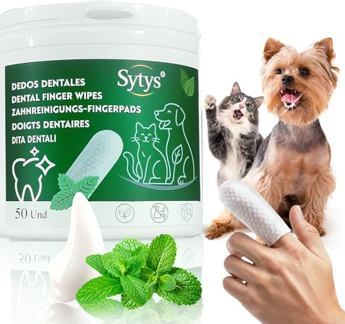 Toallitas Dentales para Perros y Gatos 50 Dedales Desechables Limpieza Dental sin cepillo dientes perro Reduce Placa y Mal Aliento Sabor Menta Natural Higiene Diaria Dedal Limpieza Dientes perro