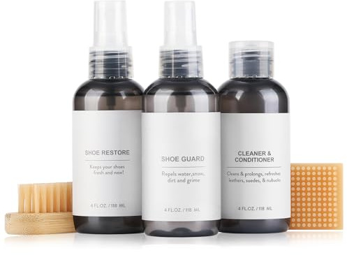Suede Shoe Care Kit, Shoe Cleaning Kit with Cleaner and Conditioner, Protector Waterproof Spray, Odor Remover, Brush & Eraser for Suede Shoes, Boots, Sheepskin, Nubuck, Leather