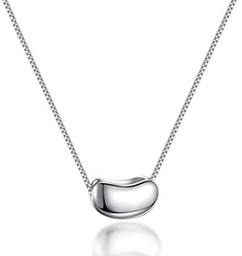 Collana con Pendente a Forma di Fagiolo di soia con Perline D'uva Lucide da 18 Pollici 925 per Gioielli da Sposa da Donna