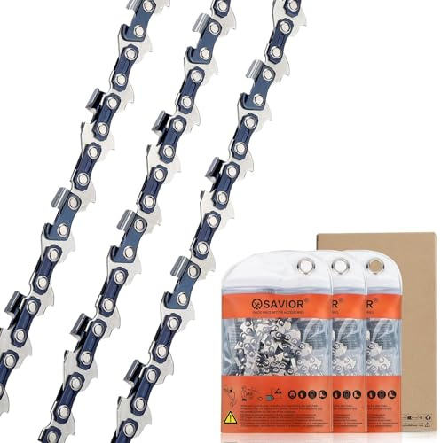 Savior Chainsaw Chain for 16 Inch (40cm) Bar, 57 Links, .050 Gauge, 3/8 LP Pitch, Compatible with Titan TTB355CHN TTL759CHN, Oregon, Black & Decker and More (91PJ057X), 3 Pack
