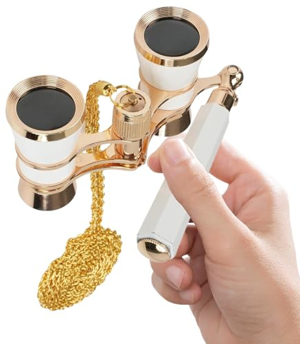 Jumelles d'opéra - Jumelles de concert 3x25 - Design rétro compact - Mini poignée réglable avec chaîne - Lunettes de théâtre portables | Mini pour cinéma, voyages, visites, sp