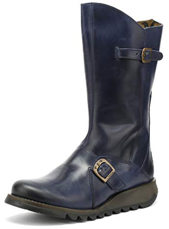 Fly London Women's Mes 2 Buckle Boots, Blue 020, 4 UK