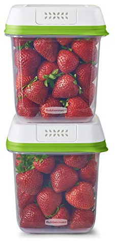 Rubbermaid FreshWorks Saver, Medium Produce Storage Containers, 2-Pack, 7.2 Cup, Clear, 2 Count