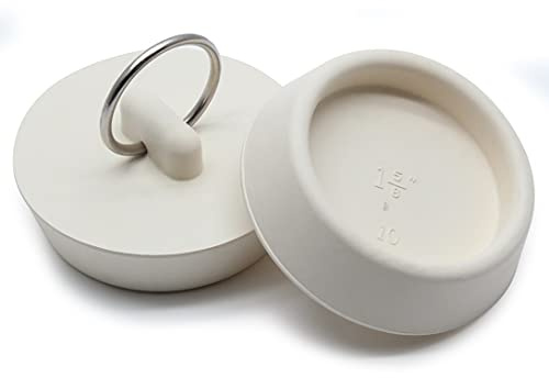 Bonsicoky 2Pcs Rubber Drain Stopper Fits 1-5/8 Inch to 1-3/4 Inch, Bathtub Drain Plug with Hanging Ring, Bathtub Stopper Plug for Kitchen and Bathroom, White