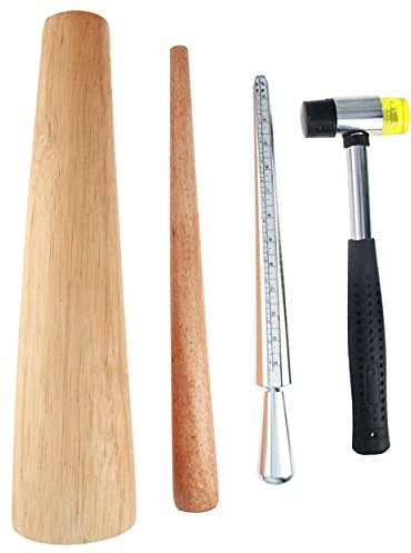 Heyiarbeit Schmuck-Ringgrößenwerkzeug, Holz-Ringdorn, Stäbchenlehre, Gummihammer-Set, Messung von Schmuck für Schmuckherstellung, Handwerk, Ringmessung, Reparatur, 1 Stück