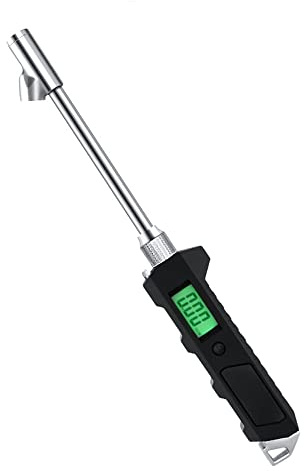 Tiardey Digitaler Reifendruckmesser 230 PSI LCD-Hintergrundbeleuchtung Digitalanzeige RV Heavy Duty Doppelkopf-drehbares Ventil mit LED-Taschenlampe für Wohnmobil,Auto,LKW,Motorrad