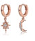 Womens Moon Star Dangle Small Hoop Cubic Zirconia Earrings Girls Sterling Silver Crystal Asymmetrical Snowflake Crescent Drop Mini Cartilage Clip Jewelry Delicate Birthday Gifts (Rose Gold)