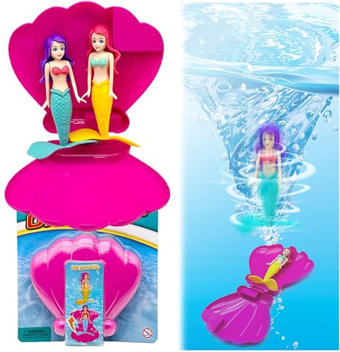 Coquille de jouet de piscine en forme de sirène, comprend 2 pièces sirène et 1 coquillage, jouets aquatiques d'été pour natation, plongée, accessoires de piscine, fournitures de fête et jouets