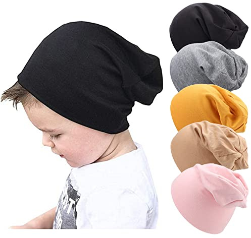DRESHOW 5 PCS Bebé Beanie Sombrero Niño Pequeño Sombrero para Bebés Niños Gorr de Algodón para 6-60 Meses Bebé