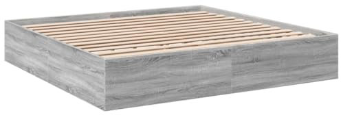 vidaXL Bettgestell, Bett Doppelbett für Schlafzimmer, Bettrahmen mit Lattenrost, Schlafzimmerbett Modernes Design, Grau Sonoma 180x200cm Holzwerkstoff