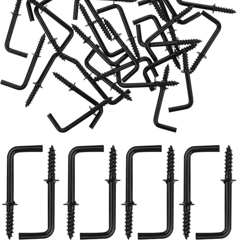 Giantree Lot de 100 crochets à vis noirs de 1,9 cm, en forme de L et 7 formes à angle droit