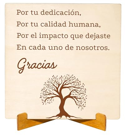 CUBIBOO ART 14x14 CM Tarjeta de Agradecimiento Arbol Regalo Personalizado - Detalles Compañeros de Trabajo y Fin de Curso - Regalo Progesora