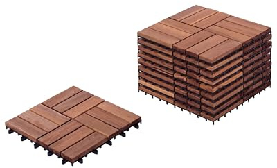 Revêtement de Sol Extérieur Parquet Jardin Patio Balcon Résistant aux Intempéries Bois d'Acacia Certifié Marron Acerenza