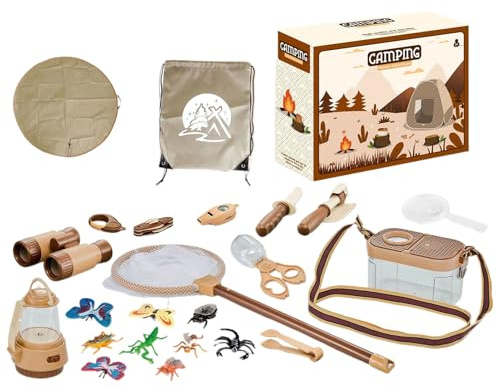 Set Da Campeggio Per Bambini - Attrezzature Da Campeggio Per Bambini, Kit Giocattoli Di Esplorazione | Giocattoli Interattivi Da Campeggio Per Avventure All'Aperto, Strumenti Di Sopravvivenza