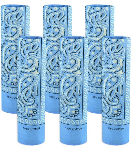 BOUBONI 6 Pack 100% Cotton Bandana Paisley Bandanas Head Ccarf Headband Neckerchief Scarf Handkerchief for Women Men
