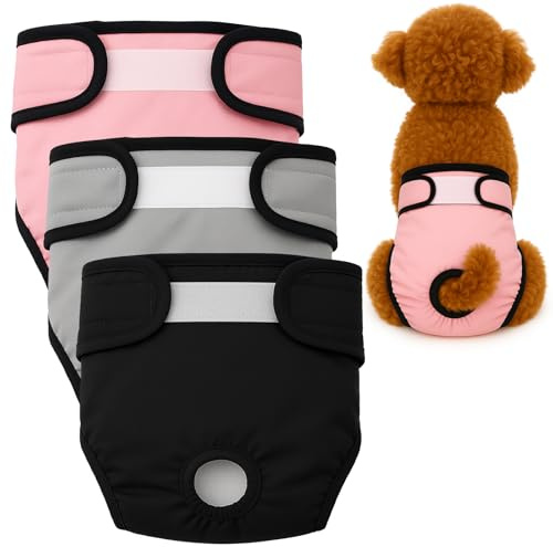 Pañales Perro Hembra Reutilizables 3 Packs Lavables Braga para Celo Perras, Altamente Absorbentes Pañales para Perros Hembra, Pañal Perro Hembras para Incontinencia, Fiebre, Menstruación L