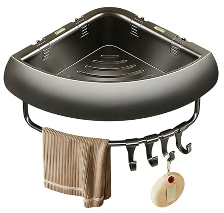 Estante De Esquina Para Ducha,Con Ganchos Anticorrosivo Triangular Sin Taladro Soporte De Almacenamiento | Repisas De Baño Y Ducha - Para Organizar Baño Champú Toallas En Bañera Autocaravana Jabón