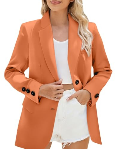 Blazer Dam långärmad bomull sweatblazer fritid stora storlekar kavaj | Långblazer med knappar oversize bubbeljacka stretch och reverskrage damblazer ledig öppen front kavaj för arbete kontor