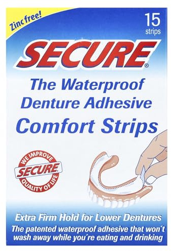Secure Denture The Waterproof Denture Adhesive Comfort Strips, 15 Strips