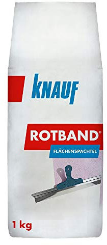Knauf Rotband Flächenspachtel – schnell härtende Spachtel-Masse zum Spachteln und Glätten von Putz, Mauerwerk etc., leicht zu verarbeiten, Wand-, Decken-Spachtelmasse für Innen-Bereich, 1-kg