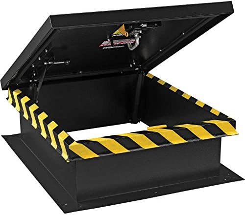 Global Industrial Galvanized Powder Coated Steel Roof Hatch with Automatic Lock Arm, 24L x 36W, Roof Access Security Hatch, Black Powder Coat Finish