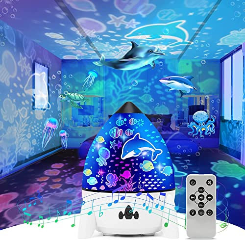 Star Night Light Projector for Baby, Best Gifts Toys for Kids, Rechargeable Rotating LED Lamp with Remote and 8 Films,Built-in 4 Songs and 7 Lighting Modes for Boy Girl Children Bedroom daphomeu Decor